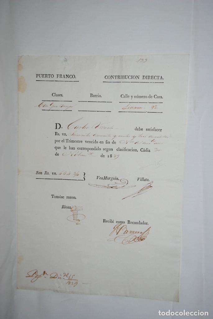 Documentos antiguos: PUERTO FRANCO DE CADIZ 1829 . - Foto 1