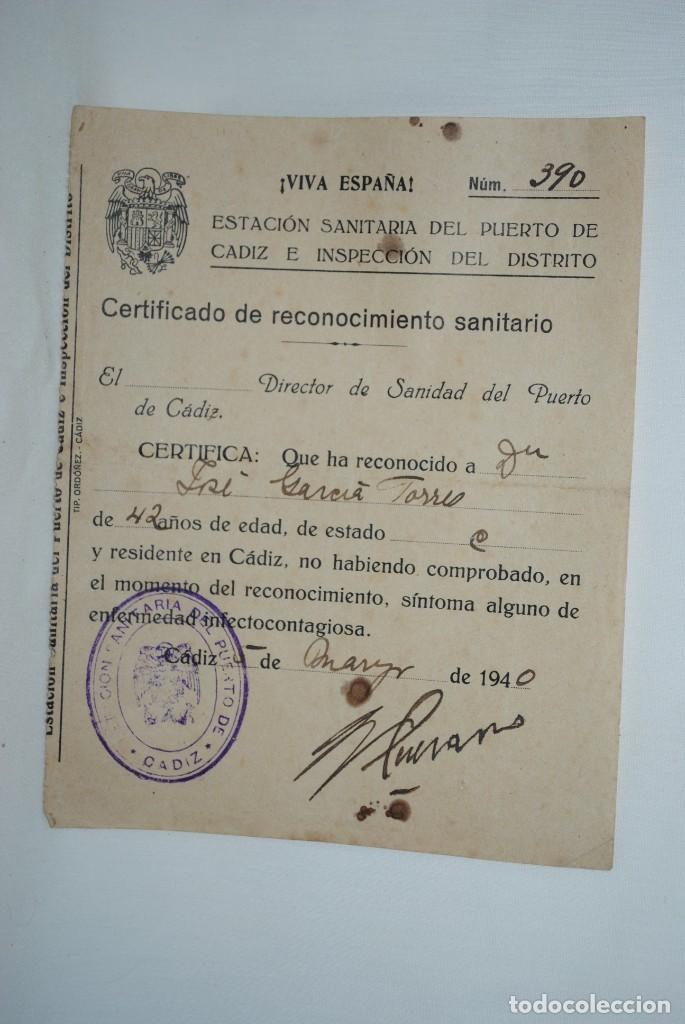 Old Documents: CERTIFICADO DE RECONOCIMIENTO SANITARIO , 1940 .