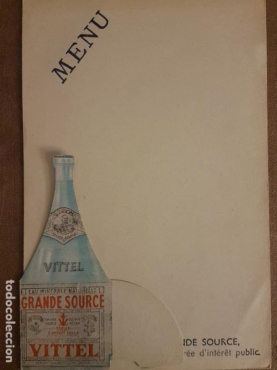 Documentos antiguos: MENU PUBLICIDAD VITTEL GRANDE SOURCE - Foto 1