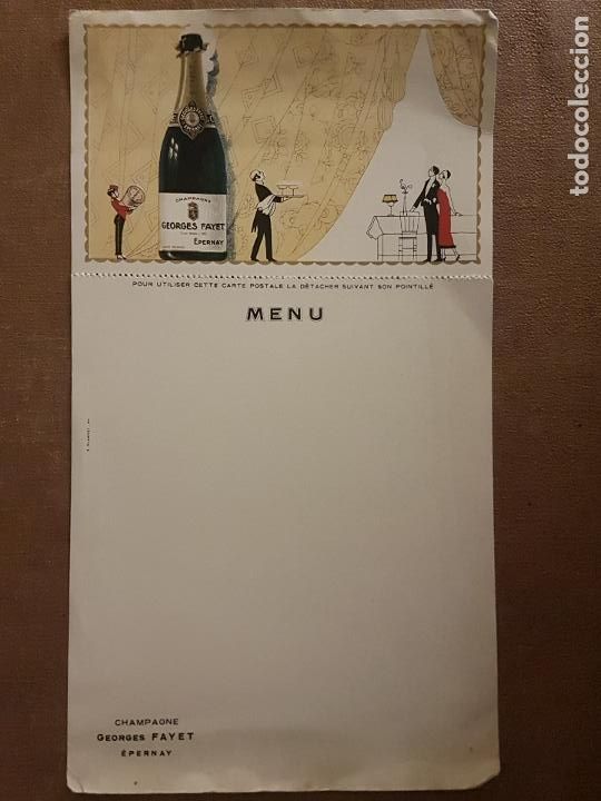 Documenti antichi: MENU PUBLICIDAD GHAMPAGNE GEORGES FAYET ART DECO
