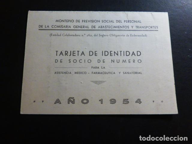 Documentos antigos: TARJETA IDENTIDAD ASISTENCIA MEDICO FARMACEUTICA SANATORIAL MONTEPIO TRABAJADORES TRANSPORTES