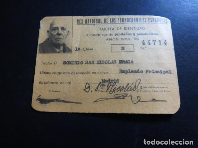 Documentos antiguos: TARJETA DE IDENTIDAD RED NACIONAL DE LOS FERROCARRILES ESPA&Ntilde;OLES