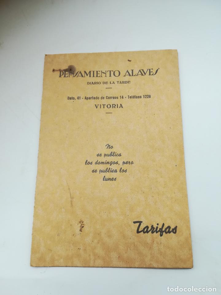 Documents Anciens: DIARIO DE LA TARDE. PENSAMIENTO ALAVES. TARIFAS PARA ANUNCIOS.1942. VER