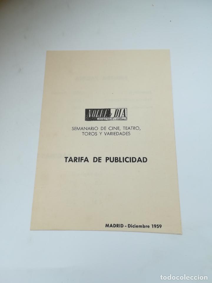Documents Anciens: SEMANARIO DE CINE, TEATRO, TOROS Y VARIEDADES. NOCHE Y DIA. TARIFA DE PUBLICIDAD. 1959. VER