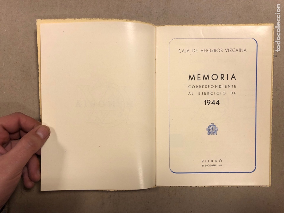 Documentos antiguos: CAJA DE AHORROS VIZCA&Iacute;NA. MEMORIA DEL EJERCICIO DE 1944. - Foto 2