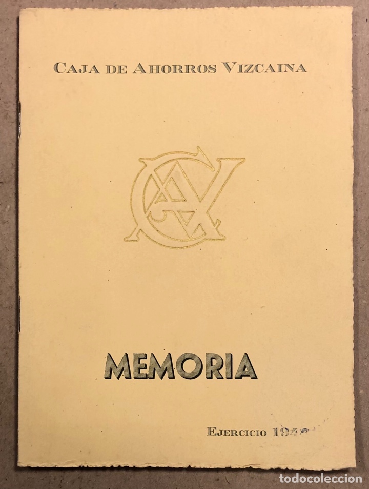 Documentos antiguos: CAJA DE AHORROS VIZCA&Iacute;NA. MEMORIA DEL EJERCICIO DE 1944. - Foto 1