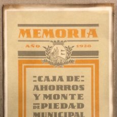 Documentos antiguos: CAJA DE AHORROS Y MONTE DE PIEDAD MUNICIPAL DE BILBAO. MEMORIA DEL AÑO 1928.. Lote 302562713