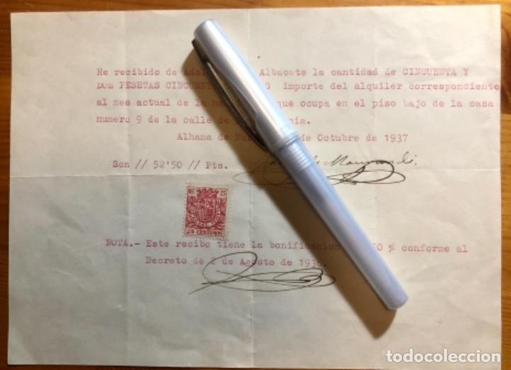 Documentos antiguos: ALHAMA DE MURCIA- GUERRA CIVIL- ALQUILER- 1937