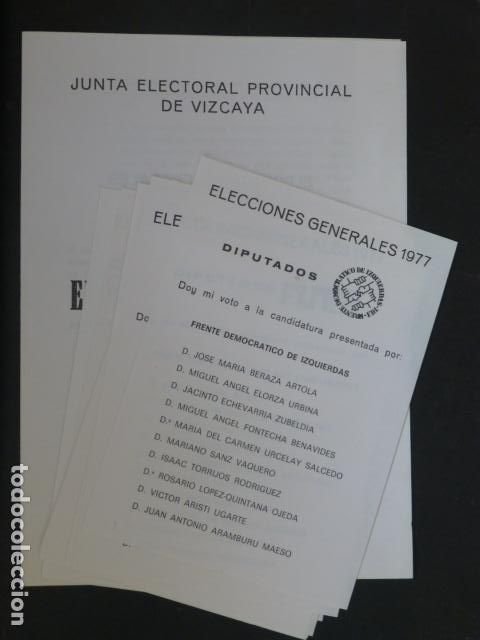 Documentos antiguos: ELECCIONES GENERALES 1977 TRANSICION DOCUMENTACION VOTO POR CORREO Y PAPELETAS JUNTA DE VIZCAYA