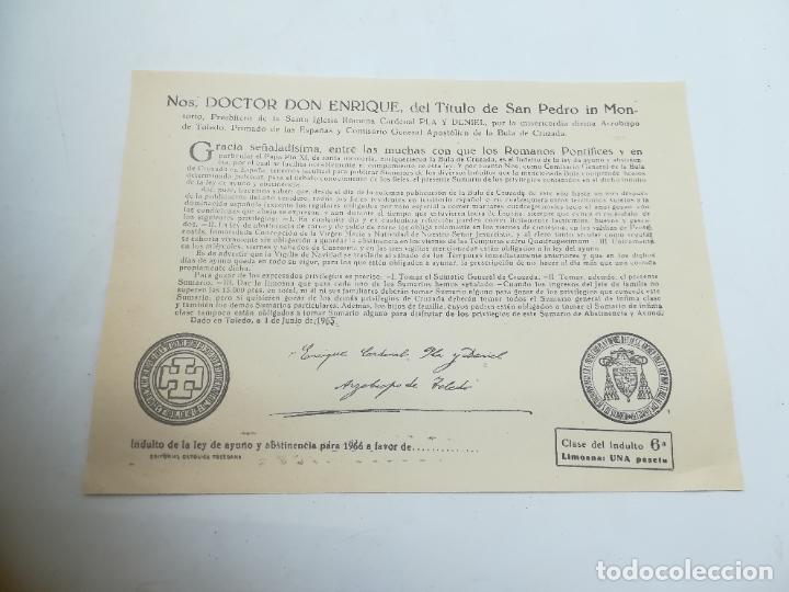 Old Documents: OCTAVILLA INDULTO. NOS,DOCTOR DON ENRIQUE PLA Y DENIEL. (ARZOBISPO DE TOLEDO ). 1965