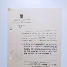 Documentos antiguos: RESOLUCION DEL MINISTERIO DE COMERCIO. DIRECCION GENERAL DE COMERCIO EXTERIOR. 1959. TDKP19B