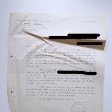 Documentos antiguos: DOCUMENTO CON MEMBRETE DE LA ASESORIA JURIDICA ANTONIO URTUBIA ABOGADO LOGROÑO AÑOS 50. TDKP19B