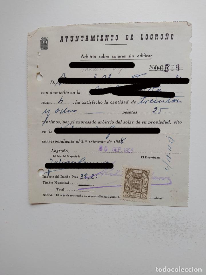 Documentos antiguos: ARBITRIO SOBRE SOLARES SIN EDIFICAR AYUNTAMIENTO DE LOGRO&Ntilde;O. 1958. TDKP19E - Foto 1