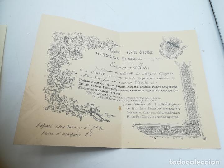 Documentos antigos: TARJETA DE VISITA . GIRONDIN. EXCURSION VI&Ntilde;EDOS DE MARGAUX, PICHON, DUHART-MILON, ENTRE OTROS. LEER