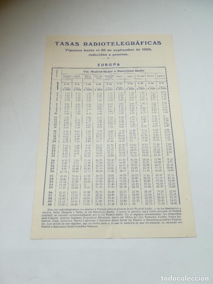 Documentos antigos: TASAS RADIOTELEGR&Aacute;FICAS. 1928. POR LOS 5 CONTINENTES. VER P&Aacute;GINAS