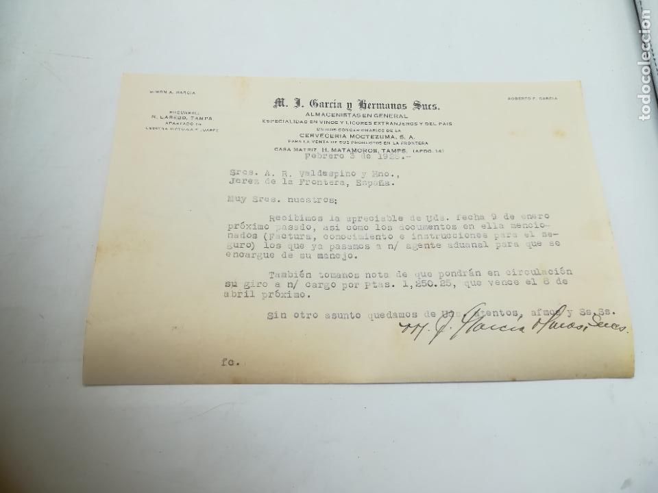 Documentos antigos: RECIB&Iacute;. M.J.GARCIA Y HERMANOS SUCS. ALMACENISTAS EN GENERAL. 1928. JEREZ DE LA FRONTERA
