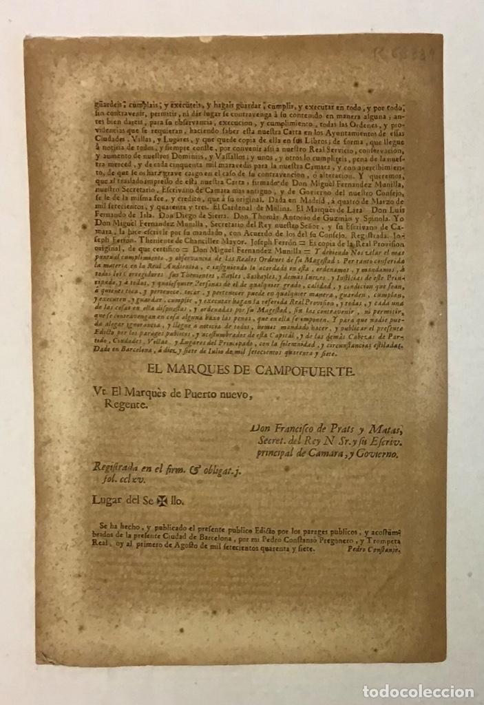Documentos antiguos: [EDICTO DEL MARQU&Eacute;S DE CAMPO FUERTE.] 1747. - Foto 2
