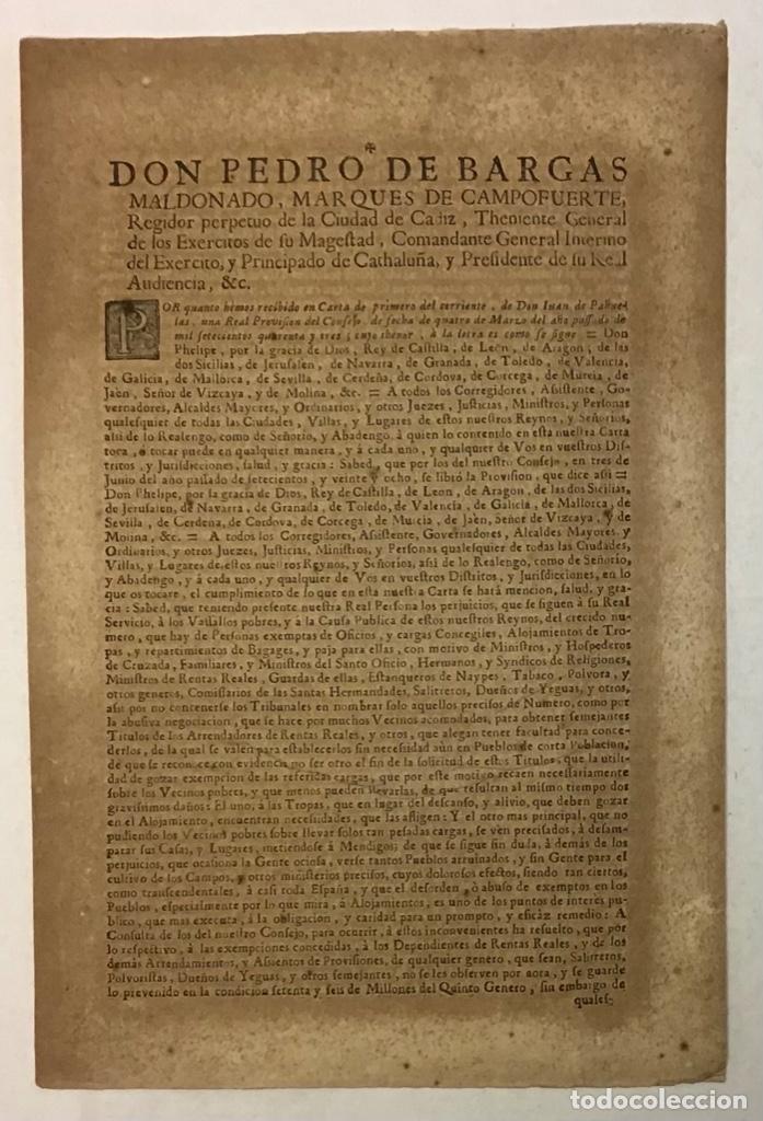 Documentos antiguos: [EDICTO DEL MARQU&Eacute;S DE CAMPO FUERTE.] 1747. - Foto 1