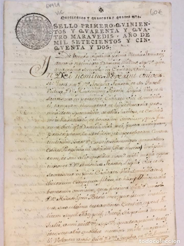 Documentos antiguos: [REDACCI&Oacute; DINVENTARI. VIC.] - [Manuscrit.] - Foto 1