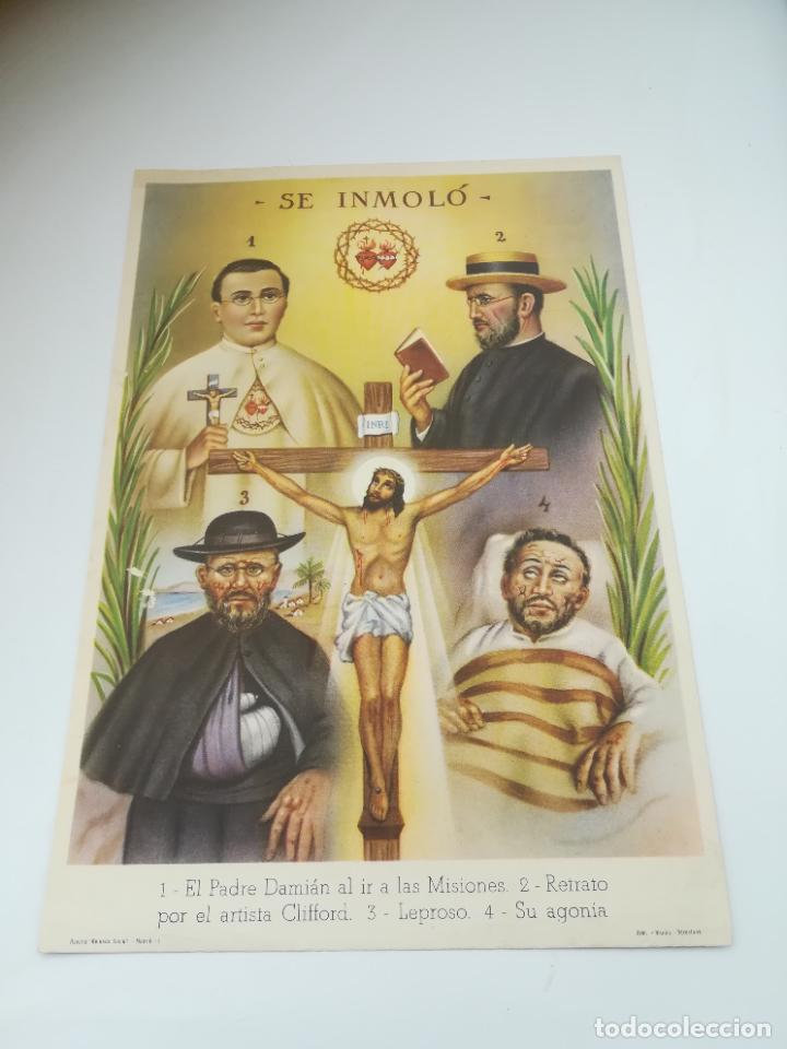 Documentos antigos: IMAGEN RELIGIOSA. SE INMOL&Oacute;. PADRE DAMIAN. VARIOS ASPECTOS. ORACION AL DORSO. VER