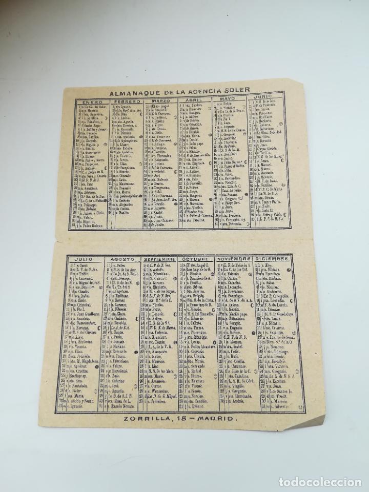 Documentos antigos: ALMANAQUE DE LA AGENCIA SOLER. MADRID. TARIFA DE PAPEL SELLADO Y TARIFA DE CORREOS. VER