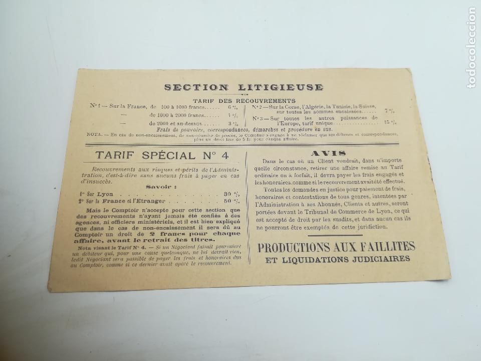 Documentos antigos: LISTA DE PRECIOS, TARIFA ESPECIAL, INSTRUCCIONES Y CONDICIONES. SECTION LITIGIEUSE. VER