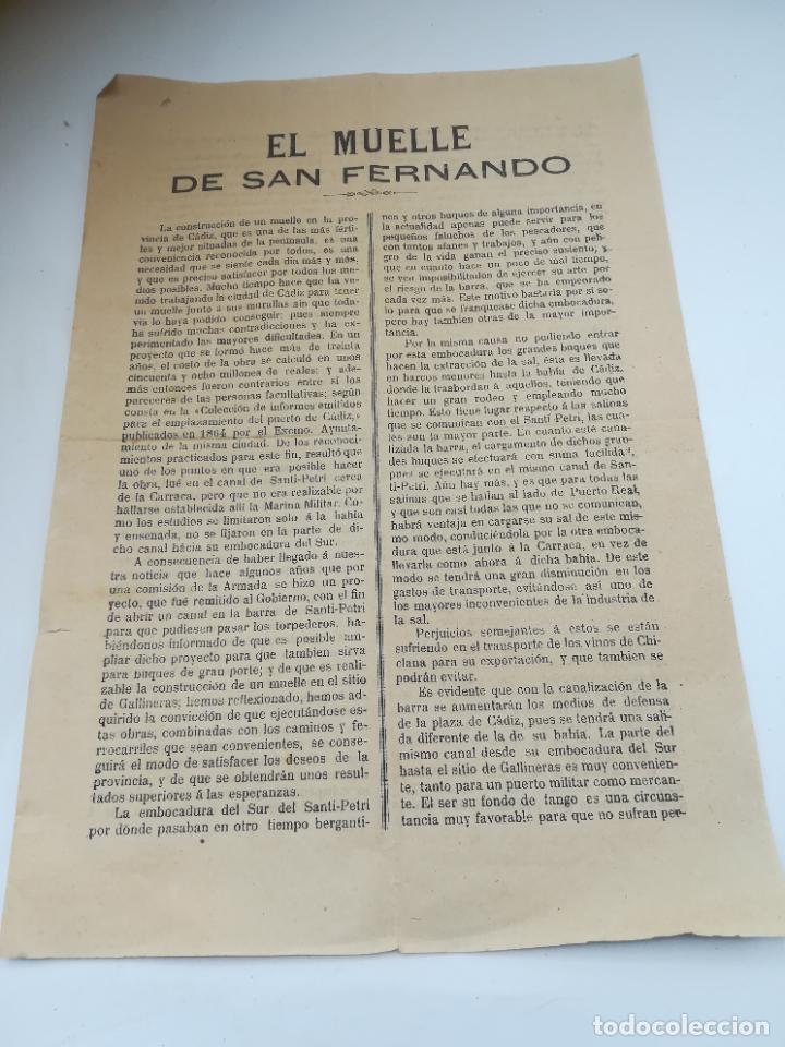 Documentos antigos: EL MUELLE DE SAN FERNANDO. 1896. JOS&Eacute; GONZALEZ TELLEZ Y GIL. ARTICULO DE HISTORIA E INFORMACI&Oacute;N