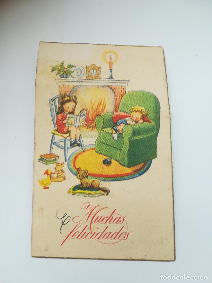 Documentos antigos: ANTIGUO PEQUE&Ntilde;O CHRISTMAS. MUCHAS FELICIDADES. ESCRITO POR UN NI&Ntilde;O DE A CORU&Ntilde;A. VER INTERIOR