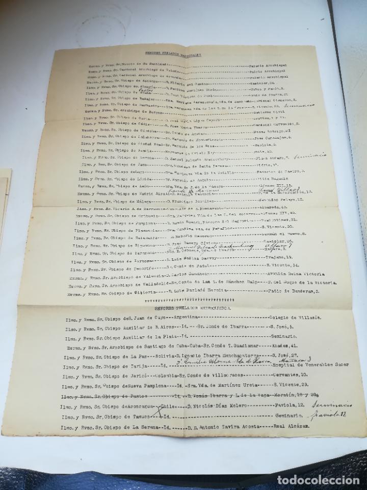 Old Documents: LISTA MECANOGR&Aacute;FICA DE EPOCA. SE&Ntilde;ORES PRELADOS NACIONALES Y EXTRANJEROS. VER NOMBRES