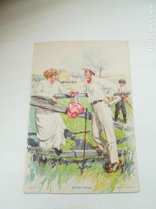 Old Documents: TARJETA PUBLICITARIA. DIBUJO DE RELYEA. GREETINGS. 545 BLOTTER. 11 X 17CM