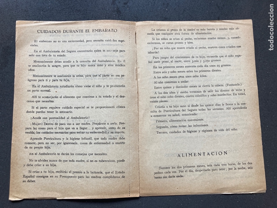 Documentos antiguos: Cartilla Documento maternal. Direcci&oacute;n General de Previsi&oacute;n 1950 - Foto 3