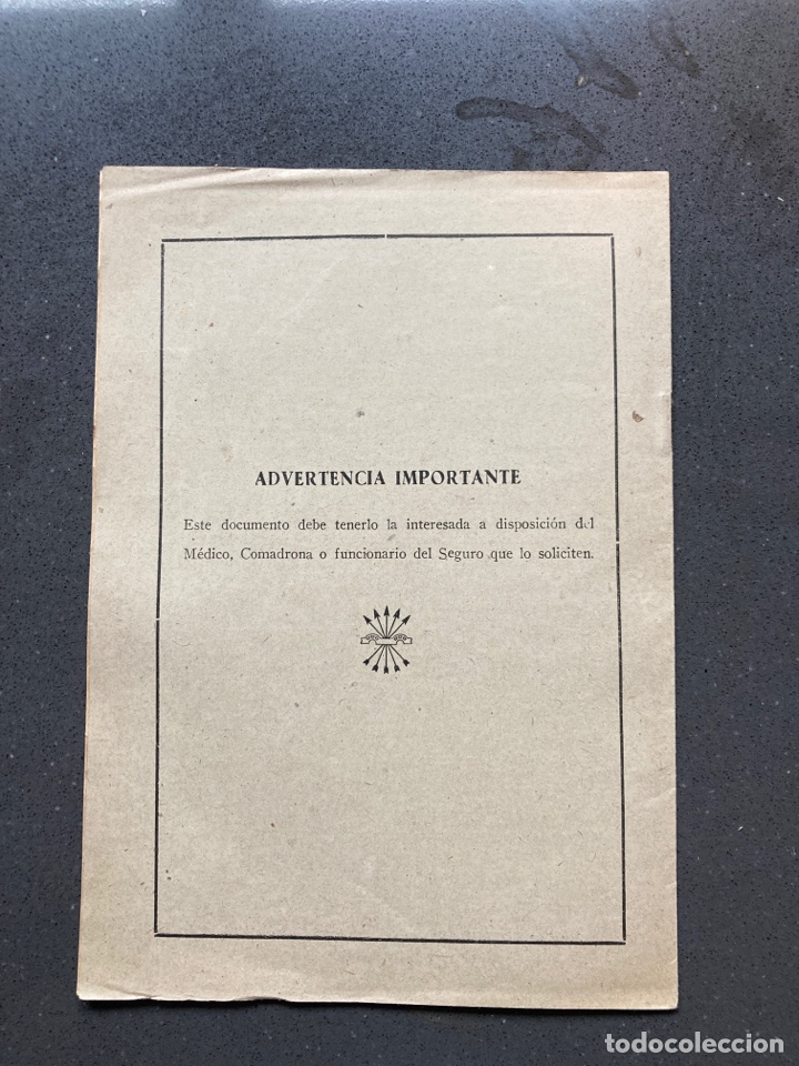 Documentos antiguos: Cartilla Documento maternal. Direcci&oacute;n General de Previsi&oacute;n 1950 - Foto 5