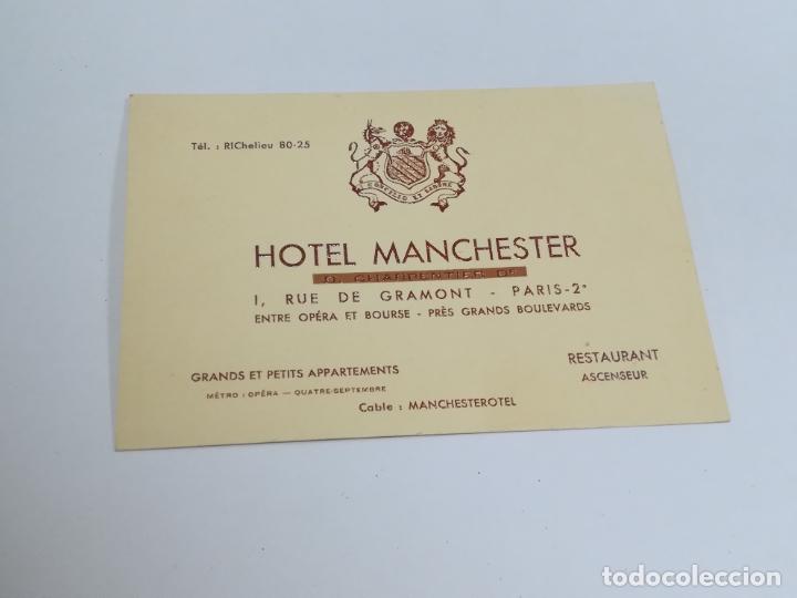 Documents Anciens: TARJETA DE VISITA . PUBLICIDAD. HOTEL MANCHESTER. D.CHARPENTEIER D&ordf;. PARIS. VER CALLEJERO