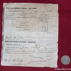 Documentos antiguos: DOCUMENTO , DERECHO SOBRE EL DESAGUE DE CANALONES - PINOSO 1938. Lote 310059698