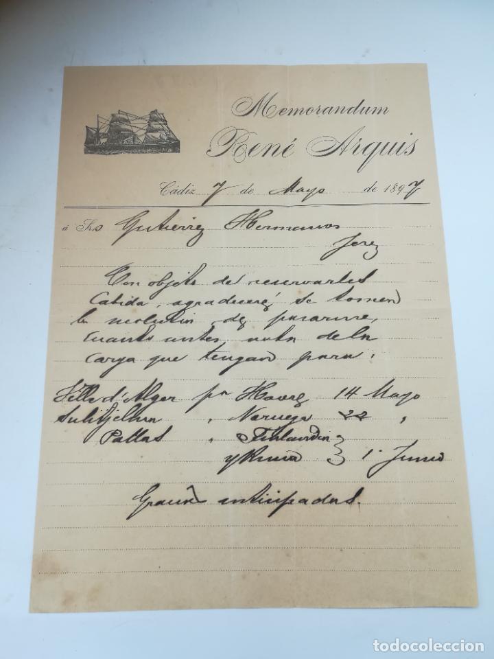 Documents Anciens: MEMOR&Aacute;NDUM RENE ARQUIS. CADIZ. 1897. MANUSCRITO. VER