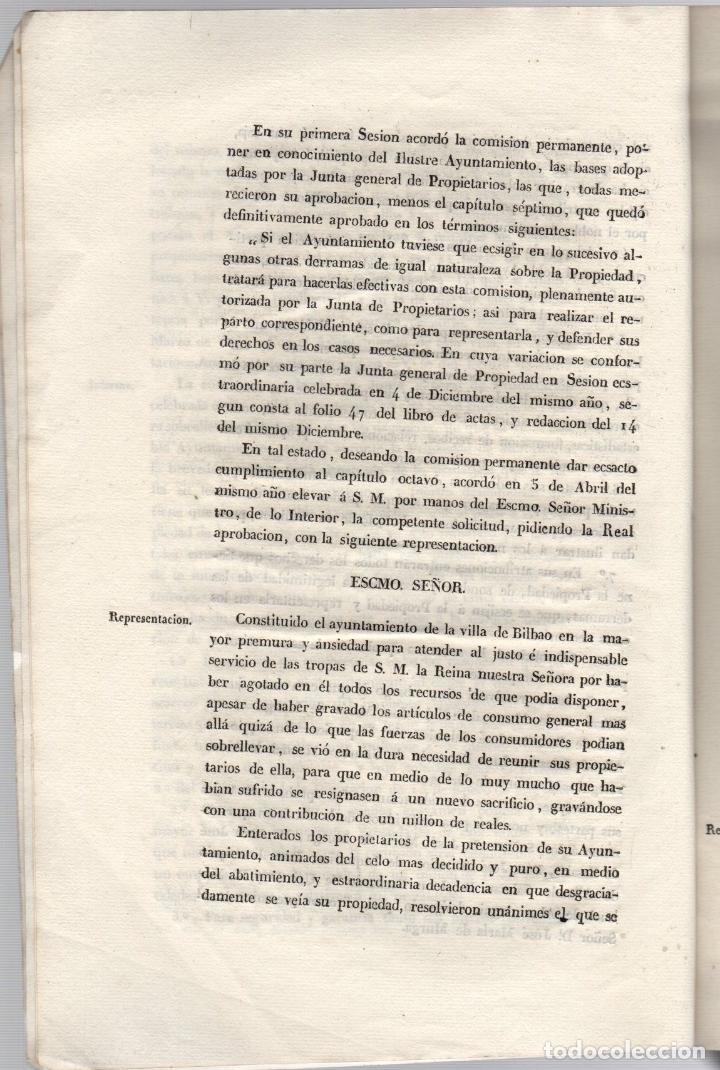 Documentos antiguos: REGLAMENTO DE LA COMISION PERMANENTE DE LA PROPIEDAD DE BILBAO. 1835 - Foto 3