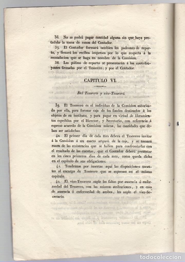 Documentos antiguos: REGLAMENTO DE LA COMISION PERMANENTE DE LA PROPIEDAD DE BILBAO. 1835 - Foto 4