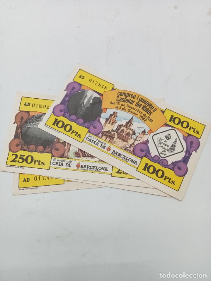 Documents Anciens: LOTE DE 4 BILLETES. COMPRE Y GANAS EN CASTELLAR DEL VALLES. NAVIDADES 1981-1982. BARCELONA. VER