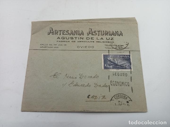 Documents Anciens: SOBRE PUBLICITARIO. ARTESAN&Iacute;A ASTURIANA. AGUST&Iacute;N DE LA UZ. OVIEDO. VER DORSO