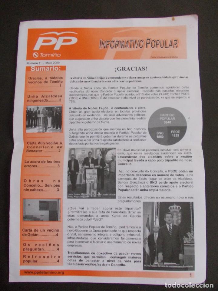 Documenti antichi: Bolet&iacute;n informativo popular Partido Popular PP Tomi&ntilde;o numero 7 maio 2009