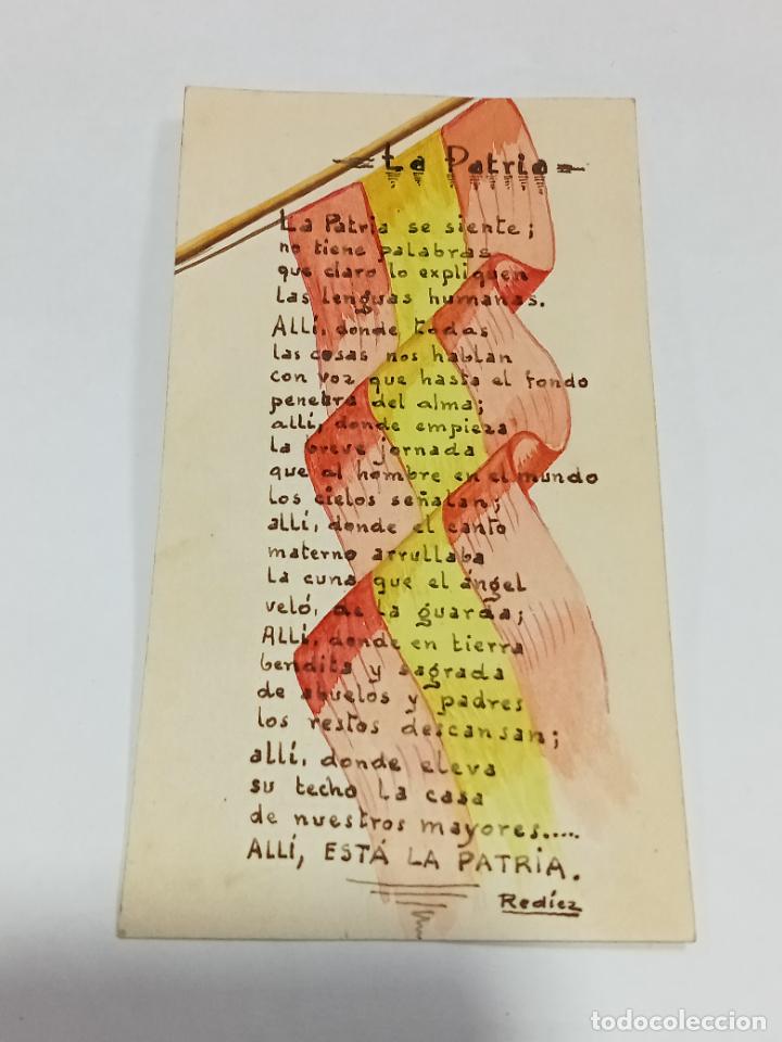 Documentos antigos: TARJETA CON POESIA LA PATRIA DE VENTURA RUIZ AGUILERA. 1939. AL DORSO CUBANITA DE MI ALMA. VER