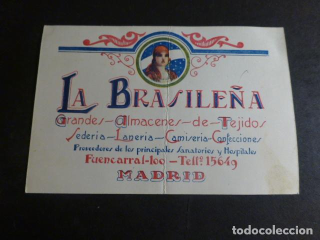 Documentos antigos: MADRID ALMACENES DE TEJIDOS LA BRASILE&Ntilde;A TARJETA PUBLICITARIA