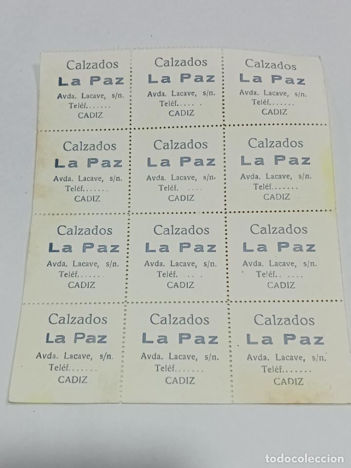 Documentos antigos: TICKET DE SOCIO. CALZADOS LA PAZ. CADIZ. AVD LACAVE. 1978. VER