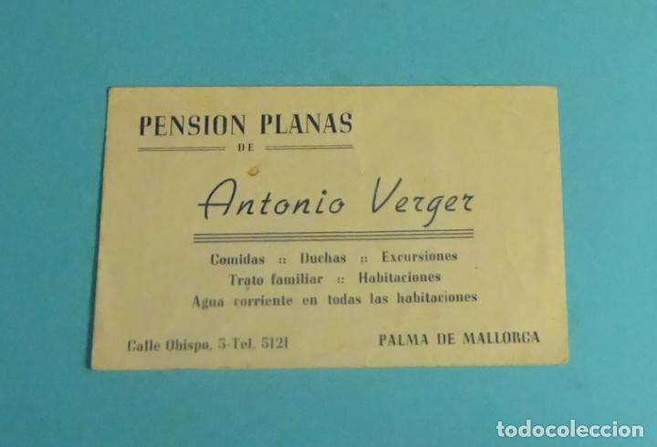 Documentos antiguos: TARJETA PENSI&Oacute;N PLANAS. PALMA DE MALLORCA - Foto 1