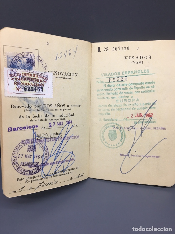 Documentos antiguos: PASAPORTE ESPA&Ntilde;A ESPA&Ntilde;OL. 1962 - Foto 6