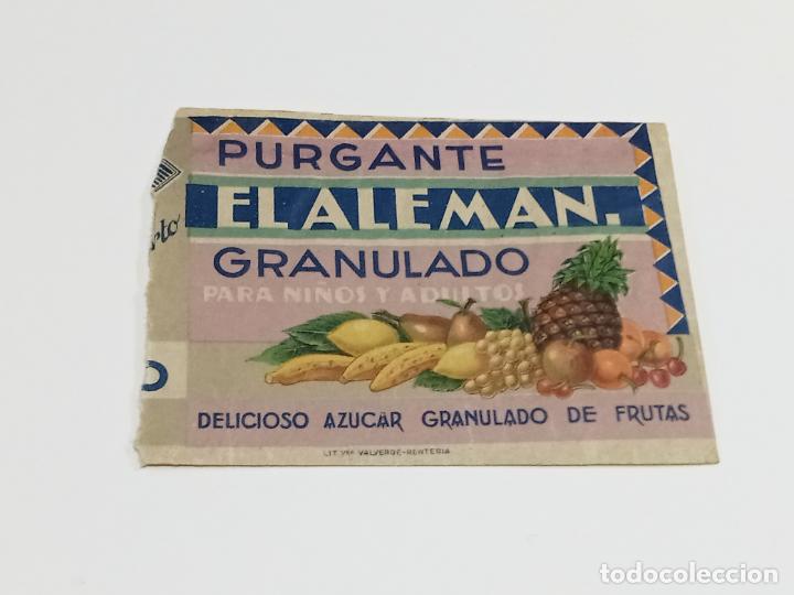 Documentos antigos: ANTIGUO SOBRE DE PURGANTE EL ALEM&Aacute;N PUERTO. GRANULADO. LABORATORIO ALEM&Aacute;N. MADRID.