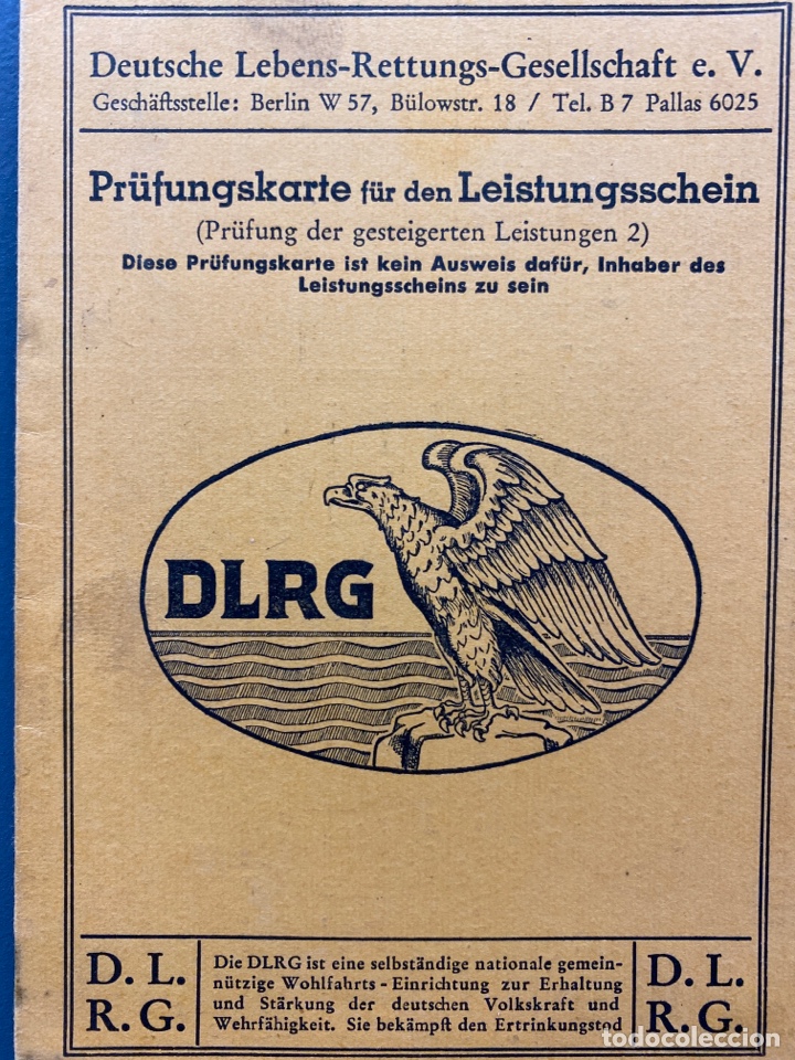 Documentos antiguos: CARNET O TARJETA DLRG. III REICH - Foto 1
