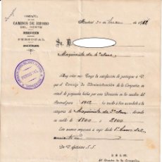 Documentos antiguos: MADRID 1902 / CARTA DE ASCENSO DE MAQUINISTA DE 4ª CLASE A 3ª CLASE - CAMINOS DE HIERRO DEL NORTE ... Lote 319386873