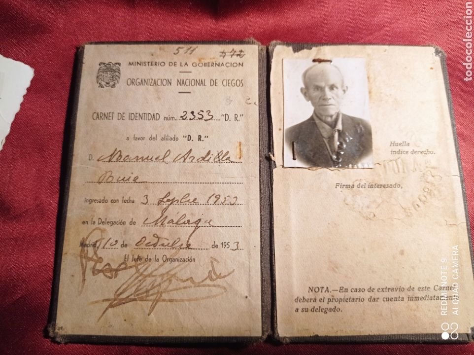 Documentos antiguos: LOTE CARNET ONCE 1953 - Foto 2