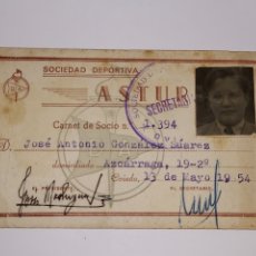 Documentos antiguos: SOCIEDAD DEPORTIVA ASTUR GRUPO DE MONTAÑA VETUSTA CARNET DE SOCIO OVIEDO 1954